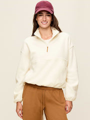 Oversized Half-Zip Performance Fleece Pullover - Sea Salt