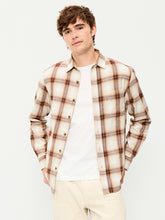 Relaxed Long-Sleeve Plaid Flannel Pocket Shirt - Orange Plaid