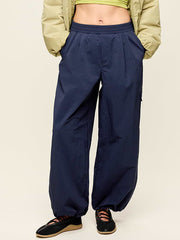 Mid-Rise Adjustable Active Woven Utility Pants - In the Navy