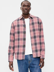 Relaxed Long-Sleeve Plaid Flannel Pocket Shirt - Misty Dawn