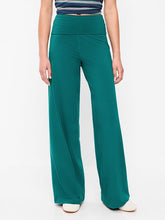 High-Waisted PowerChill Fold-Over Wide-Leg Pants - Deep Lagoon
