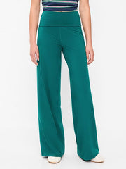High-Waisted PowerChill Fold-Over Wide-Leg Pants - Deep Lagoon