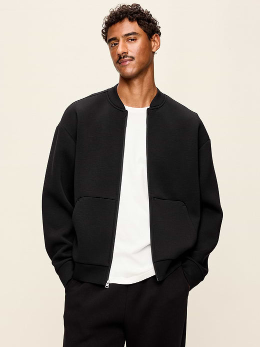 Bounce Fleece Oversized Bomber Jacket - Black Jack
