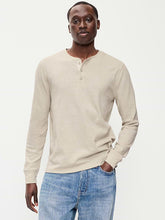 Long-Sleeve Waffle Henley T-Shirt - Oatmeal
