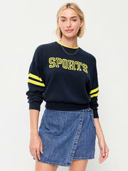 SoSoft Cotton Jacquard Crew-Neck Cropped Sweater - Sports