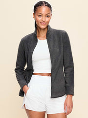 Fitted Performance Fleece Full Zip Jacket - Dark Heather Gray
