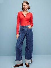 Extra High-Waisted Cuffed Wide-Leg Jeans - Dawn Cuff