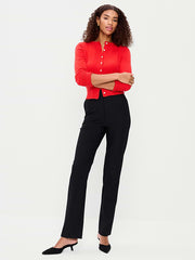 Extra High-Waisted Straight-Leg Twill Pants - Black Jack