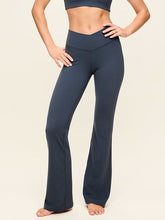Crossover-Waist StudioSmooth Flare Leggings - Dusk Navy