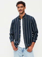 Classic Fit Everyday Striped Poplin Shirt - Dark Blue Stripe