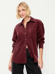 Oversized Boyfriend Button-Down Corduroy Shirt - Reddy Or Not