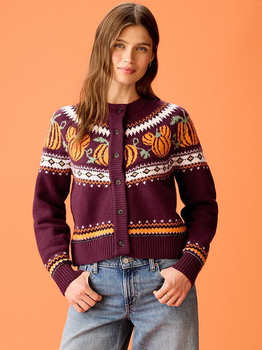 Old Navy x Disney Mickey Mouse Cardigan for Women - Brown Fair Isle