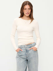 SoSoft Lite Crew-Neck Long-Sleeve Ribbed Top - Creme De La Creme