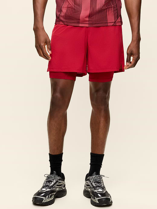 2-In-1 Performance Run Shorts -- 5-inch inseam - Red Velvet