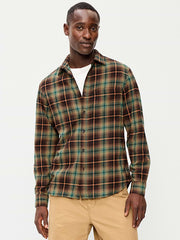 Relaxed Long-Sleeve Flannel Pocket Shirt - Earthen