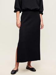 High-Waisted Bounce Fleece Maxi Skirt - Black Jack