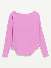 CloudLite Ribbed Long-Sleeve Boatneck Top - Orchid