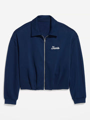 New York Giants Oversized Fleece Bomber Jacket for Women - New York Giants
