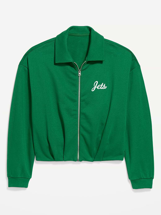 New York Jets Oversized Fleece Bomber Jacket for Women - New York Jets