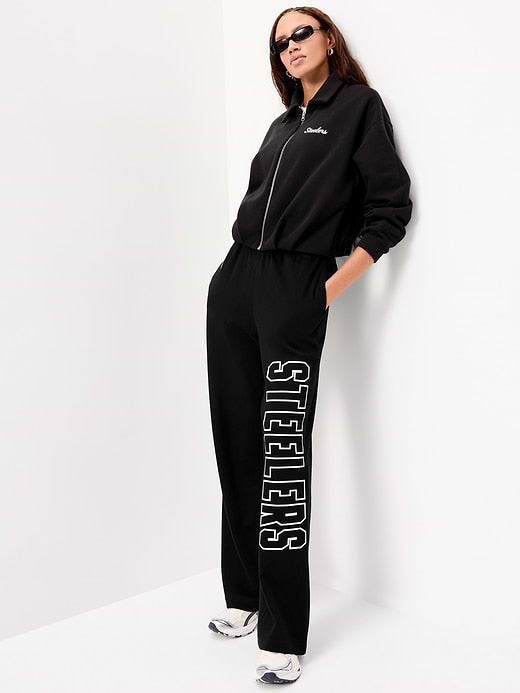 Pittsburgh Steelers Oversized Fleece Bomber Jacket for Women - Pittsburgh Steelers