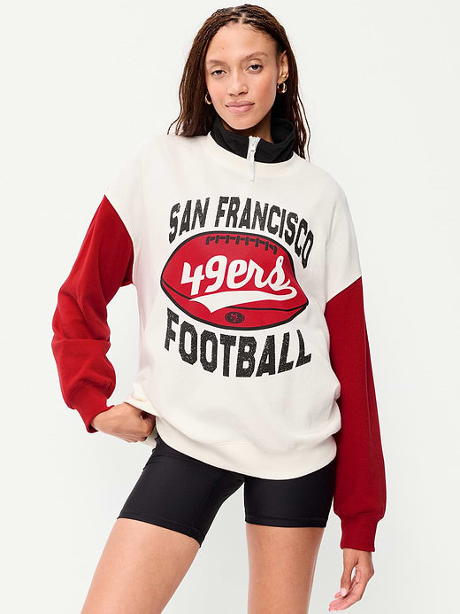 San Francisco 49ers Oversized Fleece Sweatshirt for Women - San Francisco 49ers
