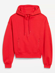 Dynamic Fleece Half-Zip Hoodie Sweatshirt - Bold Red