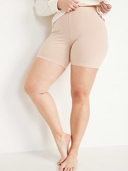 High-Waisted Cotton Biker Shorts -- 6-inch inseam - Frappe