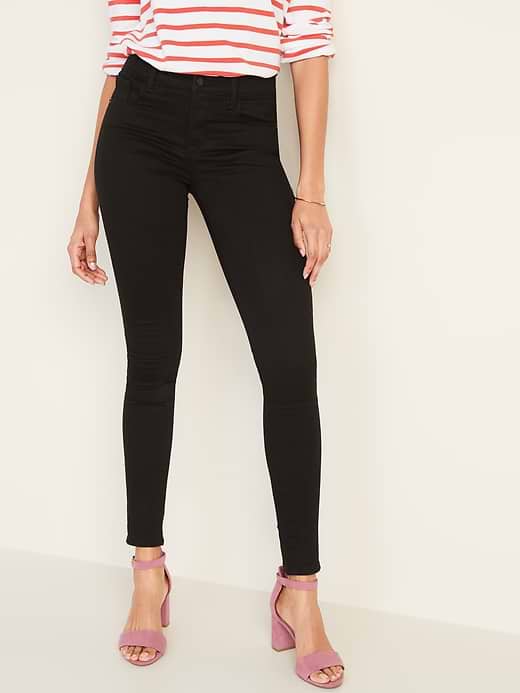 Mid-Rise Built-In Sculpt Never-Fade Rockstar Super Skinny Jeans for Women - Black Jack