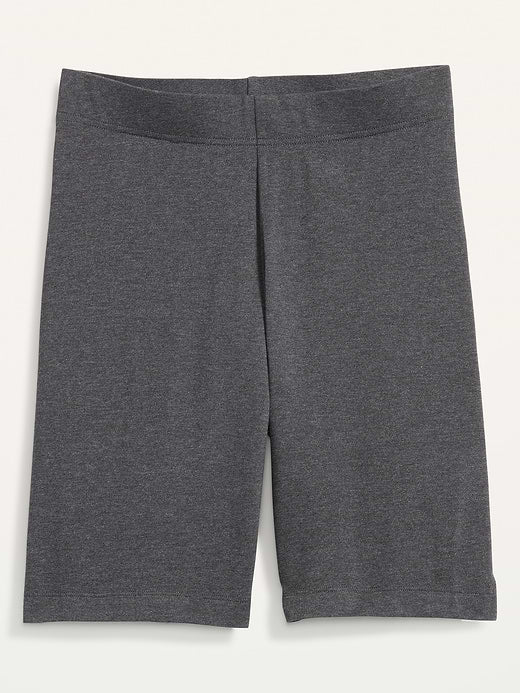 High-Waisted Cotton Biker Shorts -- 8-inch inseam - Heather Gray