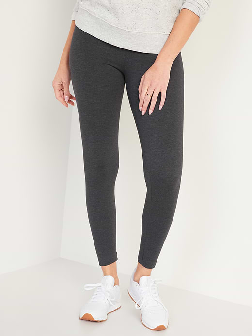 High-Waisted Jersey Fashion Layering Leggings - Dark Heather Gray