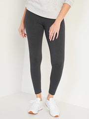 High-Waisted Jersey Fashion Layering Leggings - Dark Heather Gray