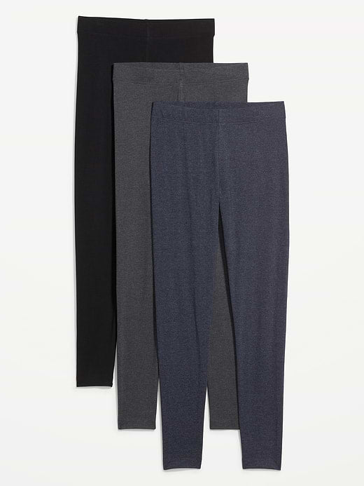 High-Waisted Fashion Layering Leggings 3-Pack - Navy Blue Combo