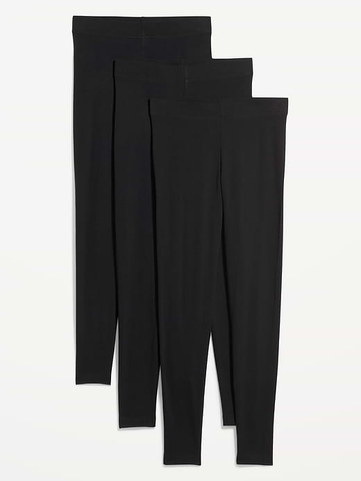 High-Waisted Fashion Layering Leggings 3-Pack - Black Jack