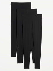 High-Waisted Fashion Layering Leggings 3-Pack - Black Jack