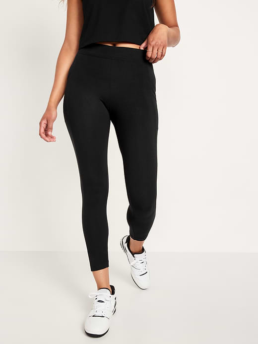 High-Waisted Fashion Layering 7/8 Legging - Black Jack
