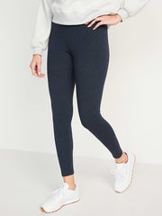 High-Waisted Jersey Fashion Layering Leggings - Navy