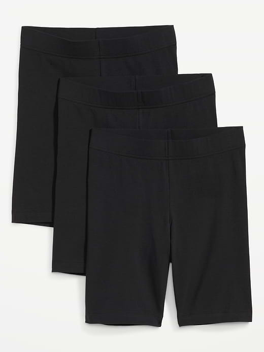 High-Waisted Cotton Biker Shorts 3-Pack -- 8-inch inseam - Black Jack