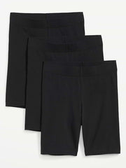 High-Waisted Cotton Biker Shorts 3-Pack -- 8-inch inseam - Black Jack