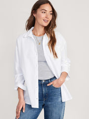 Oversized Button-Down Boyfriend Shirt - Oxford White