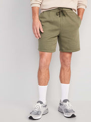 Garment-Washed Fleece Sweat Shorts -- 7-inch inseam - Stone Wall