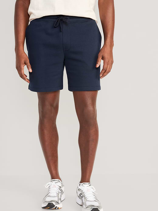 Garment-Washed Fleece Sweat Shorts -- 7-inch inseam - In the Navy