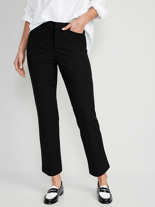 High-Waisted Pixie Straight Pants - Black Jack