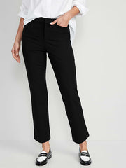High-Waisted Pixie Straight Pants - Black Jack