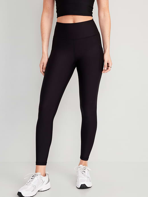 High-Waisted PowerSoft 7/8 Pocket Leggings - Black Jack
