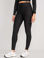 High-Waisted PowerSoft Full-Length Leggings - Black Jack