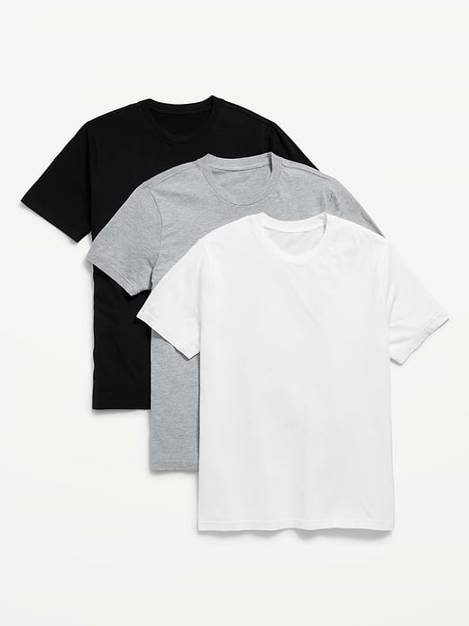 Solid Crew-Neck T-Shirt 3-Pack - White/Black/Heather Gray