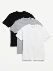 Solid Crew-Neck T-Shirt 3-Pack - White/Black/Heather Gray