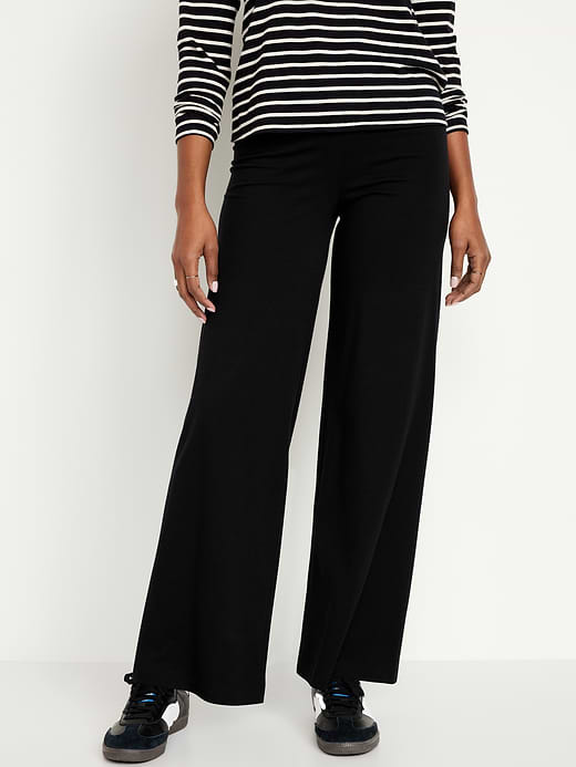 High-Waisted Fashion Wide-Leg Leggings - BlackJack