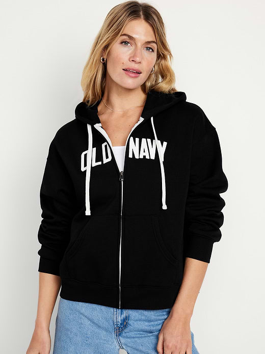 Logo Zip Hoodie Sweatshirt - Black Jack