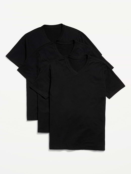 Soft-Washed V-Neck T-Shirt 3-Pack - Black Jack